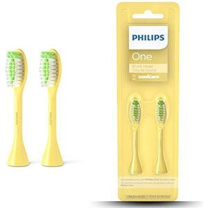 Philips One opzetborstel voor elektrische tandenborstel - Set van 2 - Kleur mangogeel (BH1022/02)