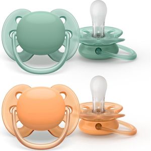 Philips Avent Ultra Soft Fopspeen - 0 - 6 Maanden - 2 Speentjes - Groen/Oranje - SCF091/03