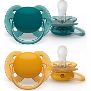 Philips Avent Ultra Soft Fopspeen - 6 tot 18 Maanden - 2 Speentjes - Groen/Oranje - SCF091/04