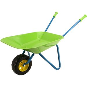 Groene kruiwagen van metaal 78 cm voor kinderen - Buitenspeelgoed
