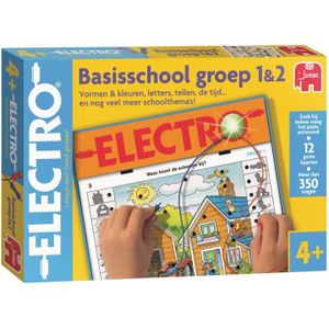 Jumbo Electro Basisschool Groep 1&2 - Leerzaam spel voor 4+ jaar - 1-2 spelers - 12 grote kaarten - 350+ opdrachten op 3 niveaus