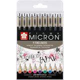 Talens Fineliner Pigma Micron 05, Etui mit 9 Farben, (9-tlg)