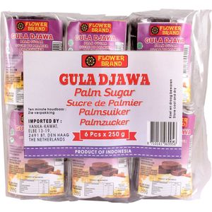 Flowerbrand® | 6 x 250 gram Gula Djawa schijven | Palmsuiker | Palm Sugar | multipack