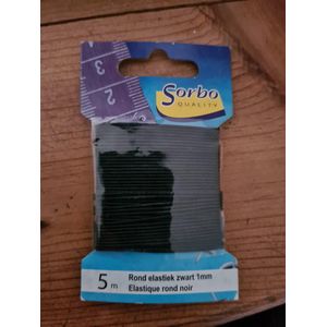 5m Rond elastiek zwart 1mm Sorbo