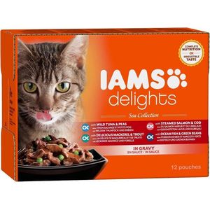 Iams cat delights multipack sea collection kattenvoer 12x85 gr