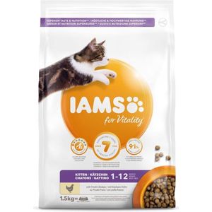 4x Iams Kat Kitten/Junior Kip 1,5 kg