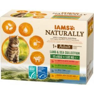IAMS Naturally Cat Adult Land & Sea Collection - Sparpaket: 24 x 85 g