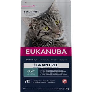 2kg Eukanuba Adult Graanvrij Rijk aan Zalm Droog Kattenvoer