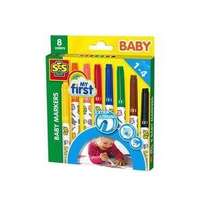 SES - My First - Baby Markers - 8 Kleuren Stiften - Veilige Dop - Rond - Stevige Punt
