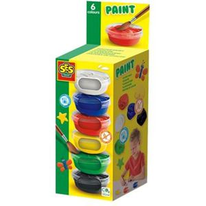 SES - Plakkaatverf (6x45ml) - extra dekkende plakkaatverf - hersluitbare potjes - makkelijk uitwasbaar