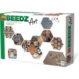 SES Beedz Art - Hex tiles Safari - 5000 strijkkralen - collage met strijkkralen en foto's - complete set met grondplaten en fotostickers - Strijkkralen Volwassenen - Knutselen Volwassenen