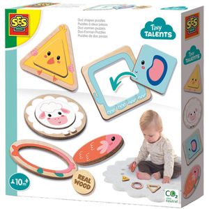 SES Creative - Tiny Talents - Duo Vormen Puzzels - Montessori Vormenstoof - Hout
