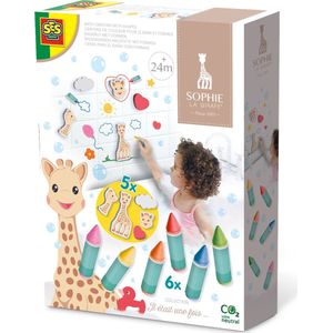 SES - Sophie la girafe - Badkrijt met vormen - eindeloos speelplezier in bad - kleurrijke krijtjes - badspeelgoed