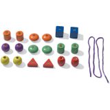 SES - Ik Leer Rijgen - Montessori - 18 Gekleurde Houten Kralen met Rijgkoord