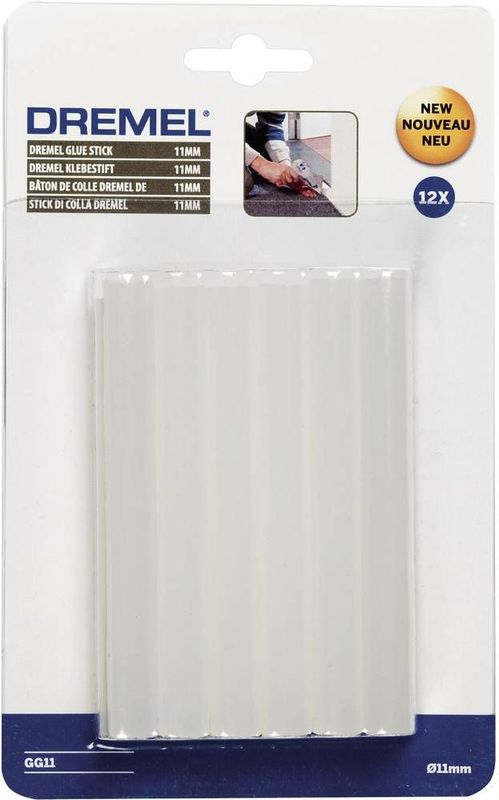Dremel Transparente Klebestifte, Mehrzweck, hohe Temperatur, 125 g, ø 11 mm (12 Stück)
