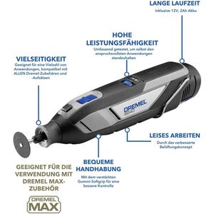 Dremel 8240 Snoerloos Multigereedschap 12V 2Ah Lithium-Ion-accu, multi-gereedschapsset met 5 accessoires, variabele snelheid 5.000-35.000 t/min en snelle oplaadtijd