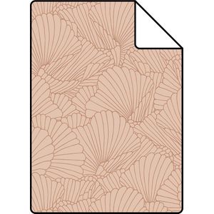 Proefstaal ESTAhome behang getekende bladeren licht terracotta - 26,5 x 21 cm - 139493-S