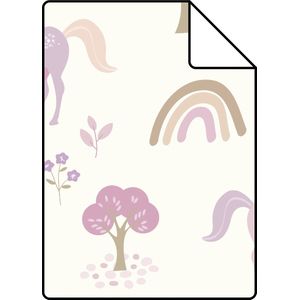 Proefstaal ESTAhome behang unicorns lila paars - 26,5 x 21 cm - 139504-S
