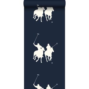 ESTAhome behang polo spelers marine blauw - 115628 - 53 cm x 10,05 m