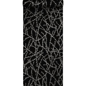 Origin Wallcoverings behang bloesemtakken mat zwart en grijs - 345730 - 53 cm x 10,05 m