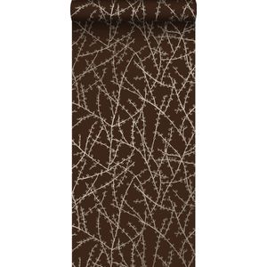 Origin Wallcoverings behang bloesemtakken mat bruin en glanzend brons - 345731 - 53 cm x 10,05 m