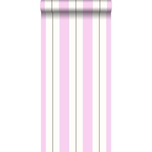 HD vliesbehang strepen roze en bruin - 136412 van ESTAhome