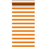 ESTAhome behang strepen oranje en wit - 115872 - 53 cm x 10,05 m