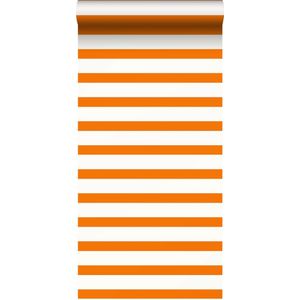 ESTAhome behang strepen oranje en wit - 115872 - 53 cm x 10,05 m