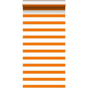 ESTAhome behang strepen oranje en wit - 53 cm x 10,05 m - 115872
