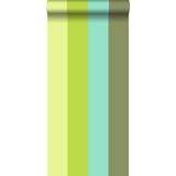 behang strepen turquoise en lime groen - 116524 van ESTAhome