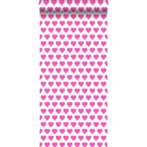 HD vliesbehang harten roze en wit - 136812 ESTAhome