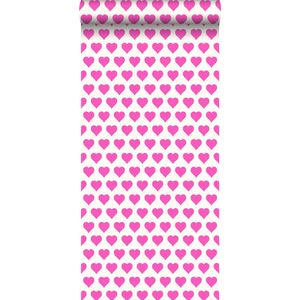HD vliesbehang harten roze en wit - 136812 ESTAhome