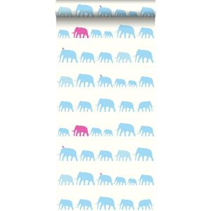 HD vliesbehang olifanten turquoise en roze - 137329 van ESTAhome