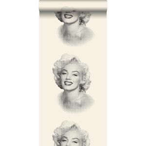 zijdedruk vlies behang Marilyn Monroe wit en zwart - 326347