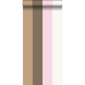 Origin behang strepen roze en bruin - 346516 - 53 x 1005 cm