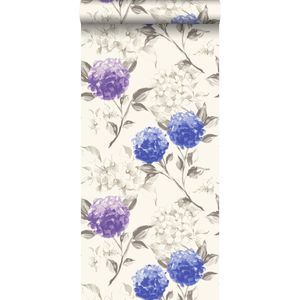 krijtverf vliesbehang hortensia's diep blauw en paars - 128022 ESTAhome
