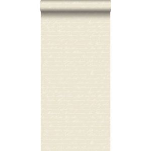 krijtverf vliesbehang handgeschreven latijnse bloemennamen beige - 128033 ESTAhome