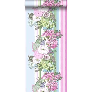 HD vliesbehang vintage bloemen licht roze en turquoise - 138113 van ESTAhome