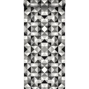 Origin Wallcoverings behang kubisme zwart en wit - 346913 - 53 cm x 10,05 m