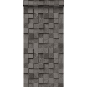 ESTAhome behang 3D-houtmotief zwart - 138528 - 53 cm x 10,05 m