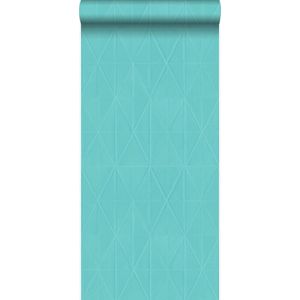 Origin behang grafische vorm turquoise - 347234 - 53 x 1005 cm