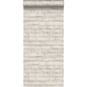 ESTAhome behang zomerse quotes donker beige - 148640 - 53 x 1005 cm