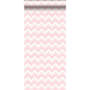 HD vliesbehang zigzag licht roze en wit - 138709 van ESTAhome nl