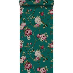 Origin Wallcoverings behang bloemen smaragd groen - 347432 - 53 cm x 10,05 m