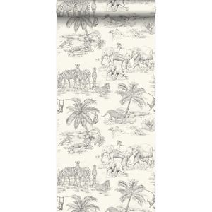 Origin Wallcoverings behang jungle-motief ivoor wit en grijs - 347442 - 53 cm x 10,05 m