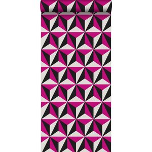 Origin Wallcoverings behang grafisch 3D motief fuchsia roze - 347444 - 53 cm x 10,05 m