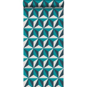 Origin behang grafisch turquoise | 347449 | 53 x 1005 cm|