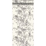 Origin Wallcoverings behang vogel gravure ivoor wit en grijs - 347456 - 53 cm x 10,05 m