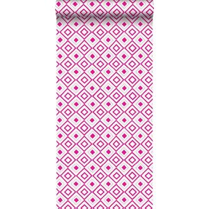 ESTAhome behang ruiten fuchsia roze - 138862 - 0,53 x 10,05 m