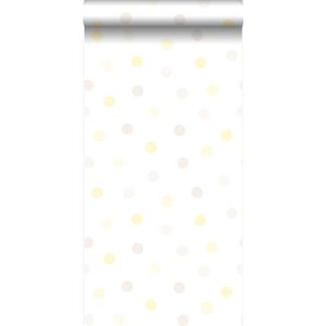Origin Wallcoverings behang stip pastel geel, licht warm grijs en licht crème beige - 347512 - 53 cm x 10,05 m